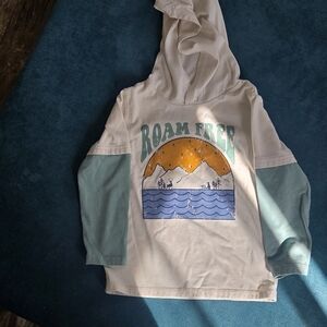 Kids 'Roam Free' Hoodie - Cream and Green